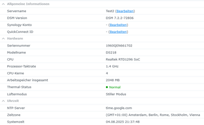 Synology Ds218 inkl. 2x2TB (Erneuert)